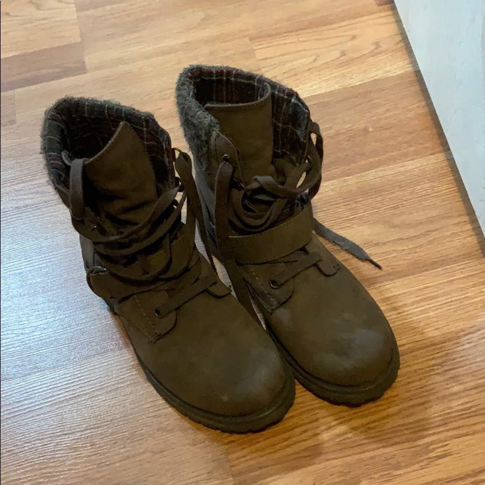 Dark brown combat boots